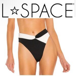 NWT l*space Nancy Lee, color block, bitsy, black white high waisted bottom